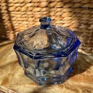 Concord Blue Indiana Glass Covered Candy Dish